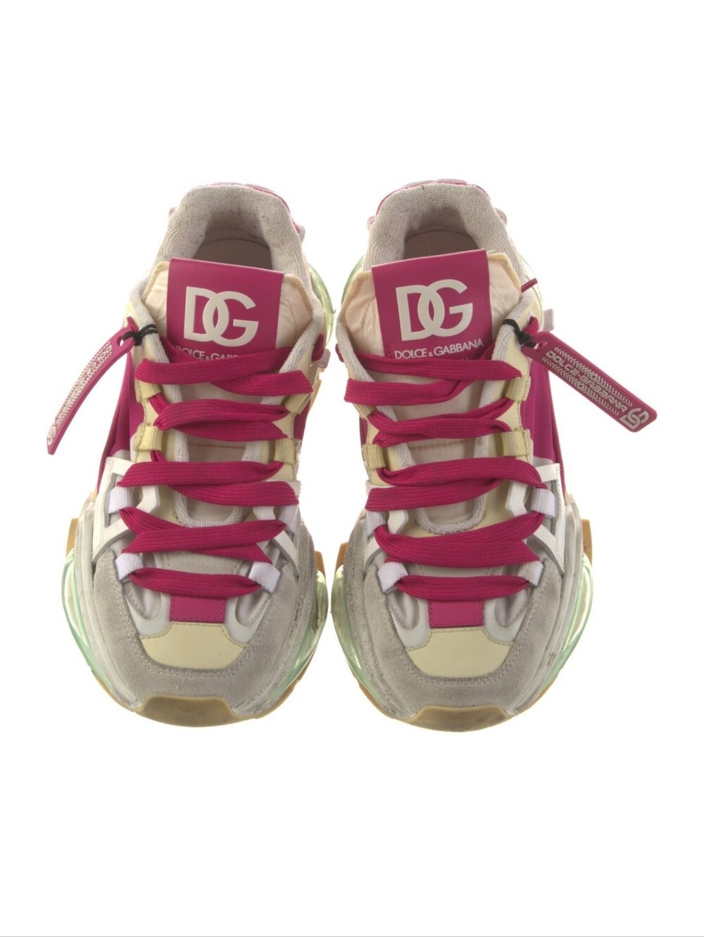 Dolce & Gabbana Hot Pink and White Chunky Sneakers